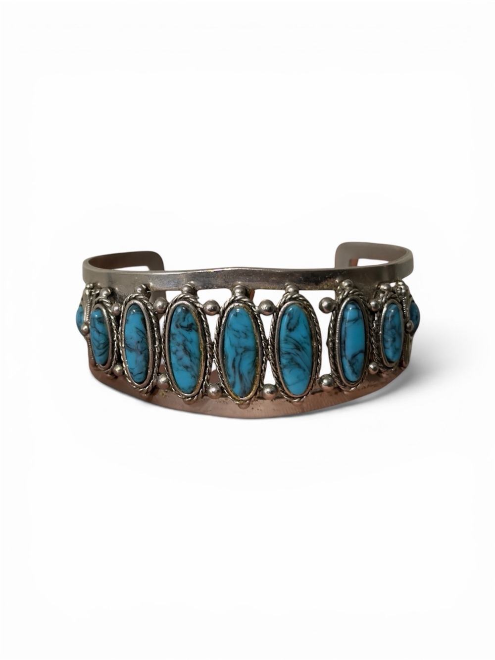Classic Vintage Tourquise Colored Silver Tone Bracelet